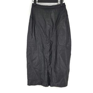 Vintage G-III Leather Fashions Leather Midi Pencil Skirt Black XS 24